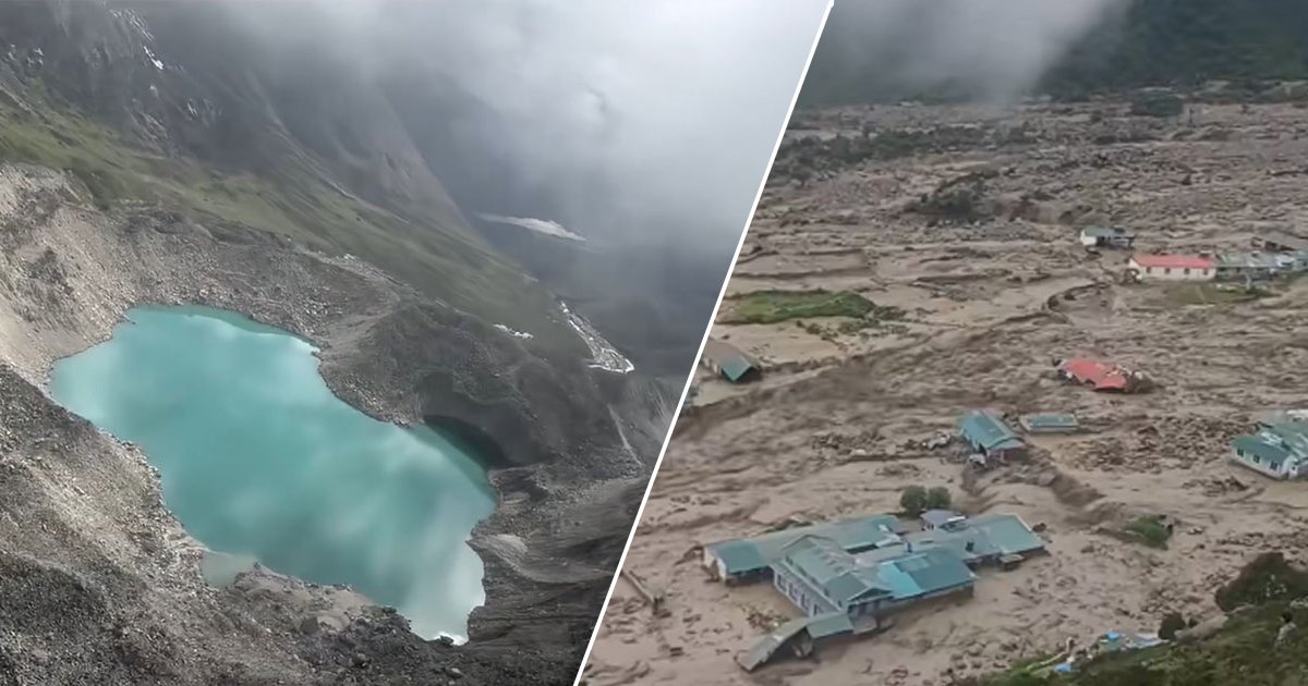 थामे बाढी: हेलिकप्टरबाट देखियो हिमताल फुटेको