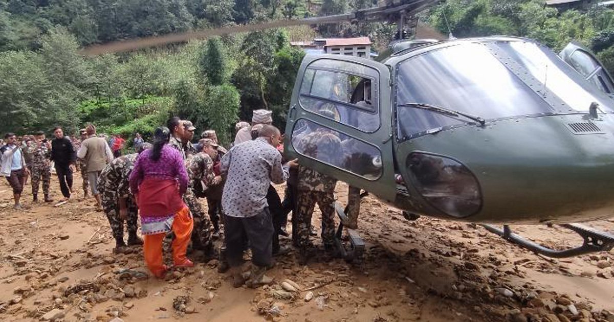 काभ्रेमा मृतकको सङ्ख्या ५७ पुग्यो, ३९९ व्यक्तिको हेलिकप्टरबाट उद्धार