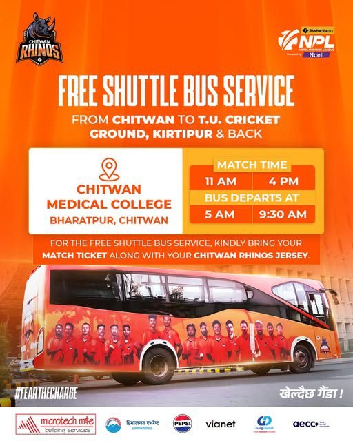 चितवन राइनोजद्वारा समर्थकका लागि काठमाडौँसम्म नि:शुल्क बस सेवा