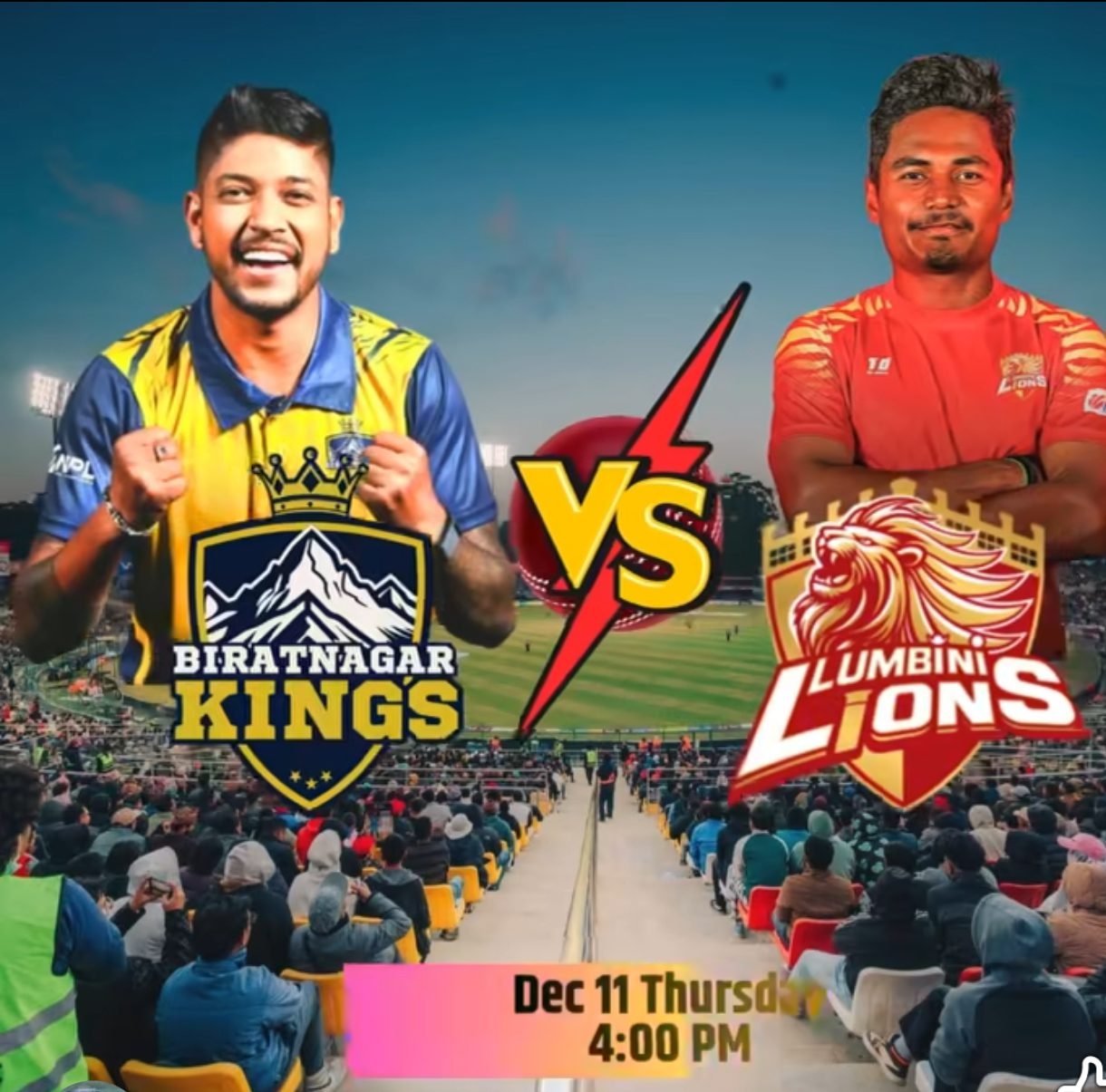 नेपाल प्रिमियर लिग एनपीएल क्रिकेटको फाइनल प्रवेशका लागि आज विहीबार लुम्बिनी लायन्स र बिराटनगर किग्स खेल्दै