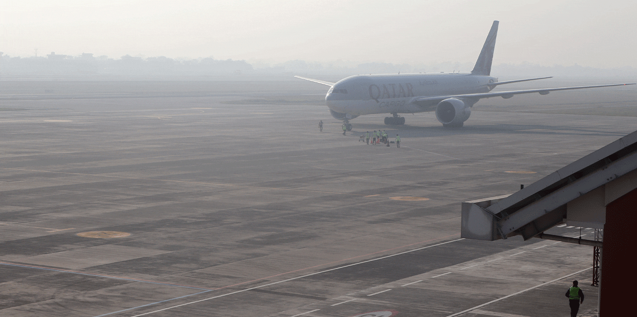 दुई हात्ती लिएर गौतमबुद्ध विमानस्थलबाट कतार उड्यो जहाज