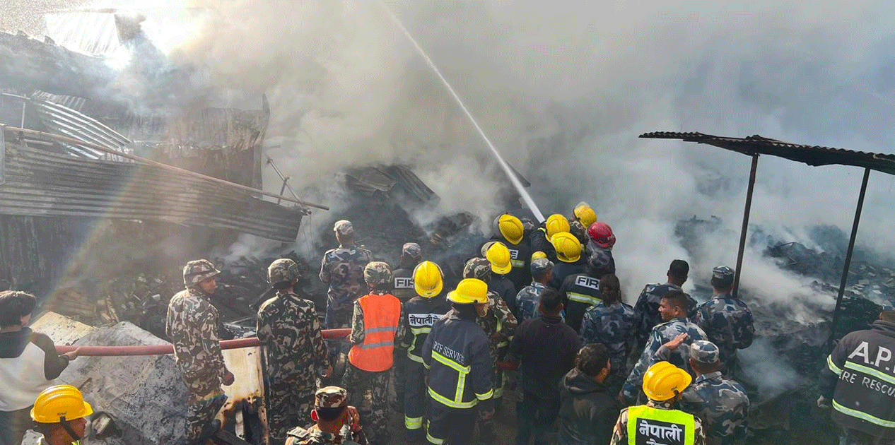 गैरिगाउँस्थित काठको गोदाममा लागेको आगलागी नियन्त्रणमा